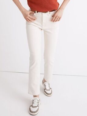 Madewell Slim Demi-Boot Jeans Size 26 Cream Cropped Casual Minimalist MD659